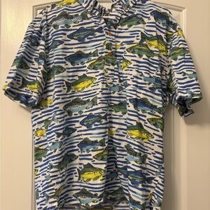 Chubbies Blue and Yellow Fish Print Casual Shirt